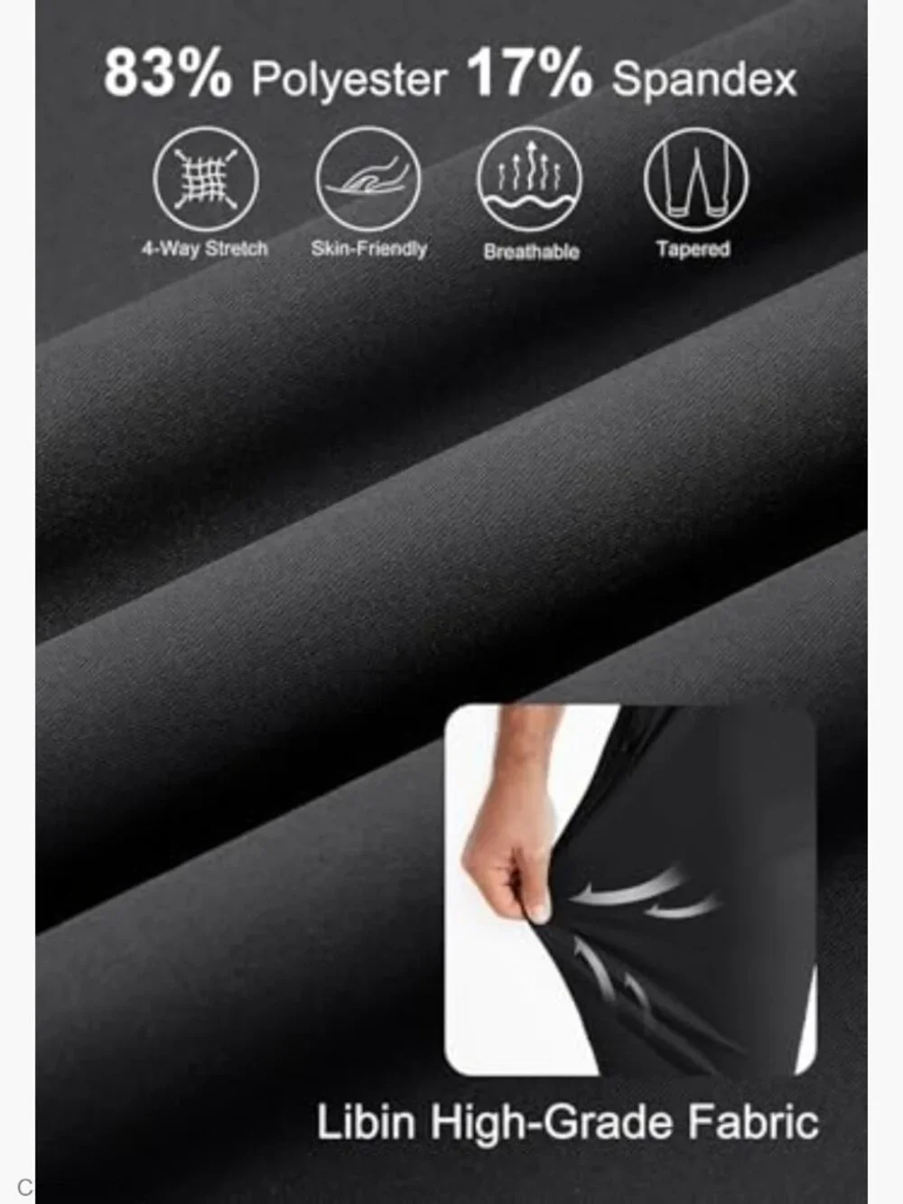 Men's Golf Joggers Lightweight 3 Pockets Slim Fit Soft Stretchy Tapered Work
